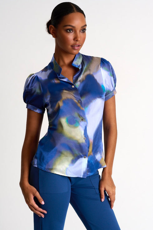 Shan Soie Silk Short-Sleeved Blouse